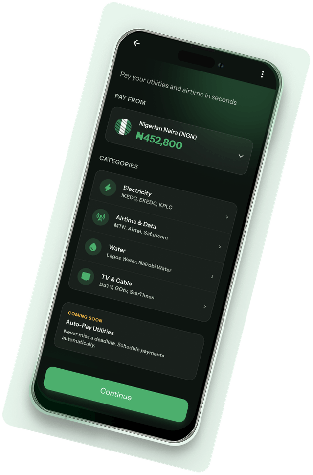 Settle bills without leaving the app. — app preview